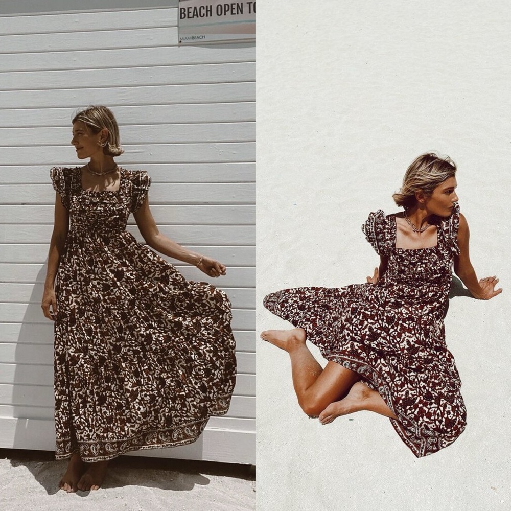 Anthropologie / Love The Label Mirabelle Ruffled Maxi Dress in Honey - Picture 3 of 10